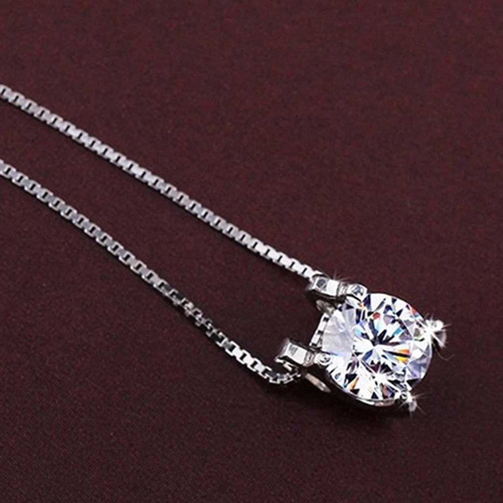 Dây chuyền hợp kim mạ bạc thiết kế khối vuông đính đá quý nhân tạo sang trọng dành cho nữ