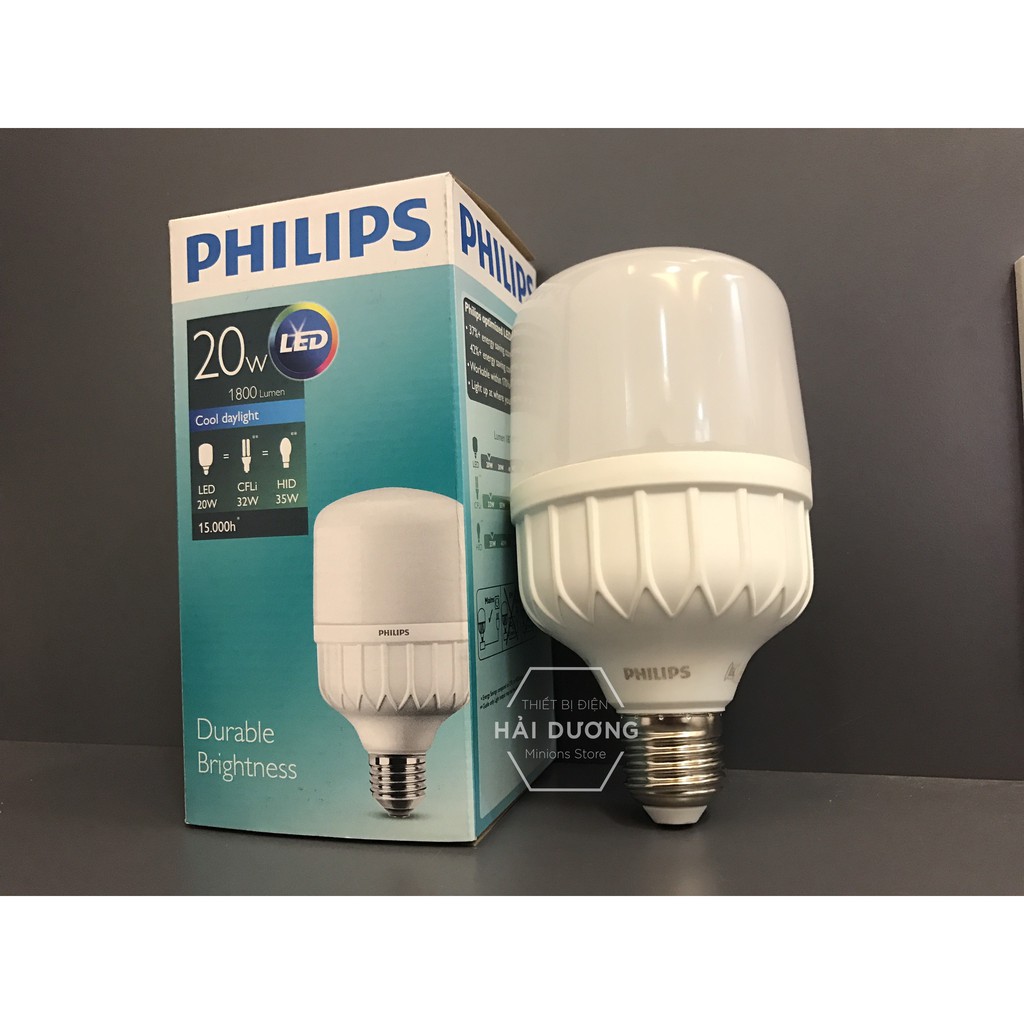 Bộ 6 Bóng đèn Philips LED trụ 20W đuôi E27 230V P45 ánh sáng trắng/vàng - Bảo hành 24 tháng