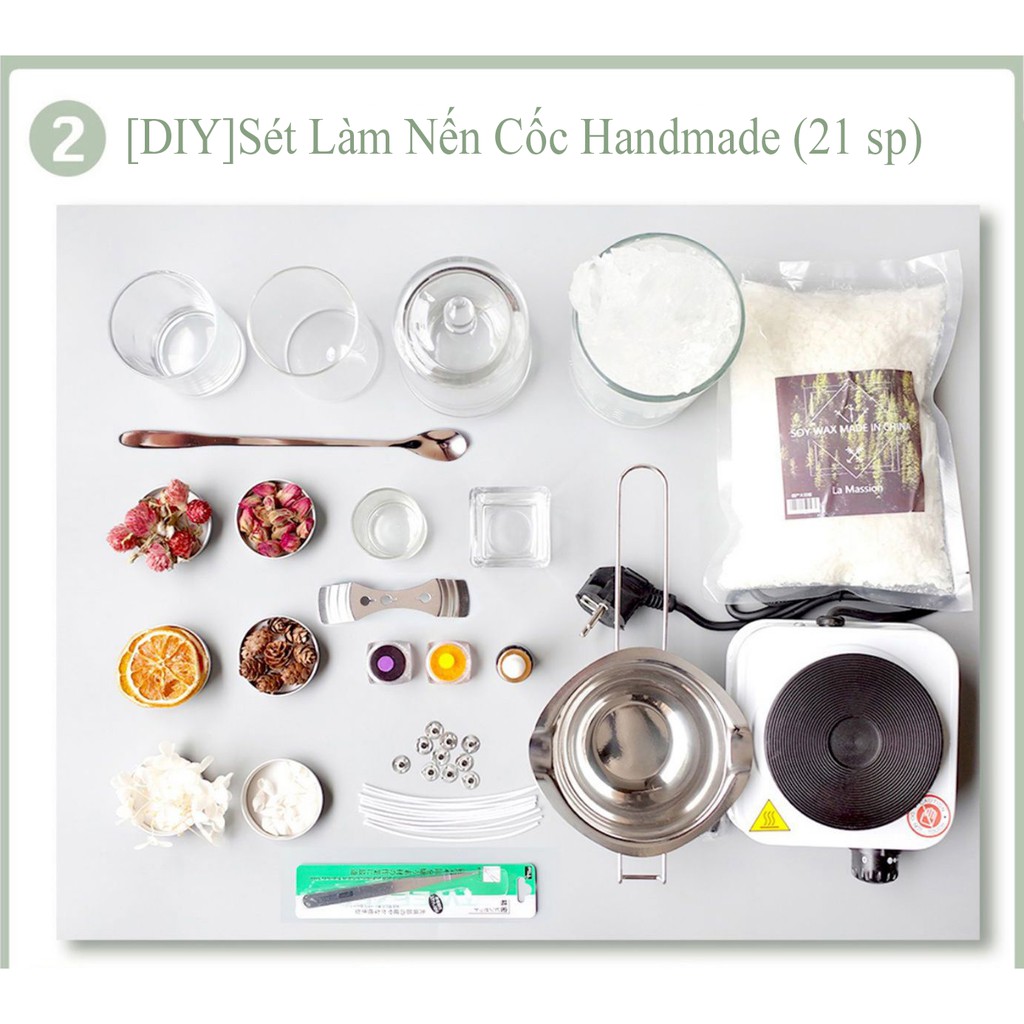 [Mã SKAMA8 giảm 8% đơn 300K] [DIY] Bộ Kit Dụng Cụ Đầy Đủ Tự Làm Nến Cốc Handmade