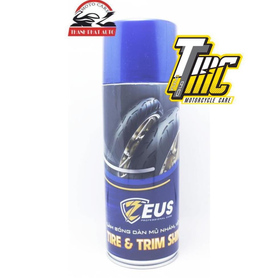 Dưỡng Nhựa đen, nhựa nhám, vỏ xe phục hồi nhựa hư tổn Zeus Tire & Trim Shine 400ml