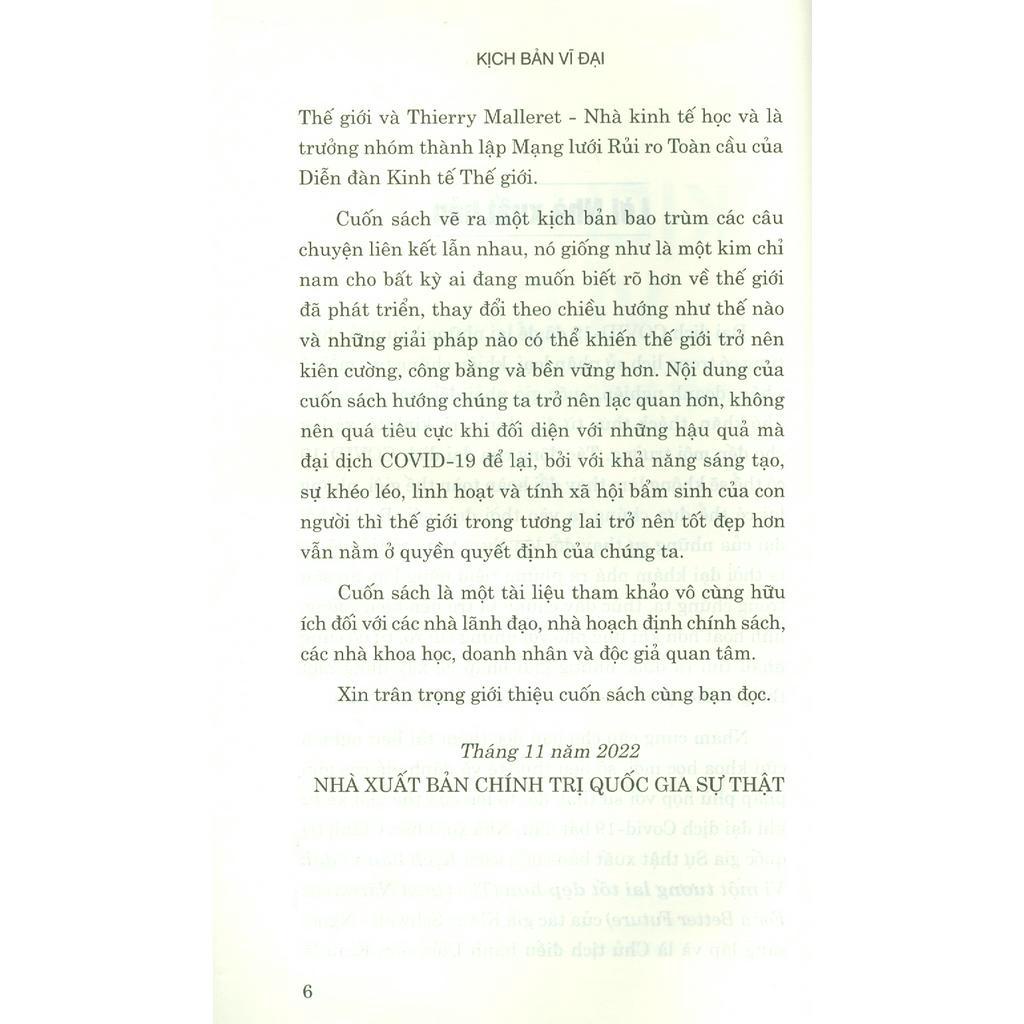 Sách - Kịch Bản Vĩ Đại: Vì Một Tương Lai Tốt Đẹp Hơn