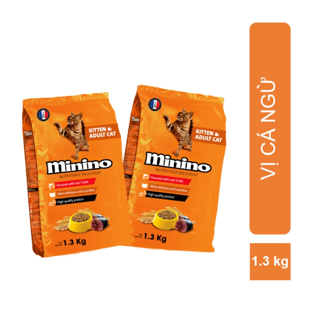 Thức ăn hạt khô cho mèo Minino vị cá ngừ 1,3kg