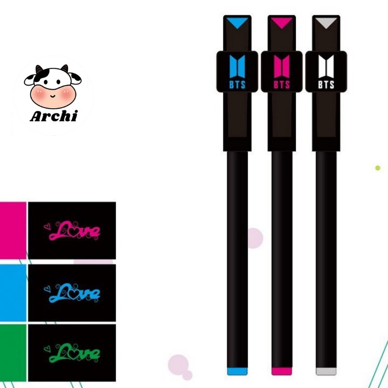 Set 6 bút theo hộp BTS - Black pink - Hình 7 bé linh vật BTS