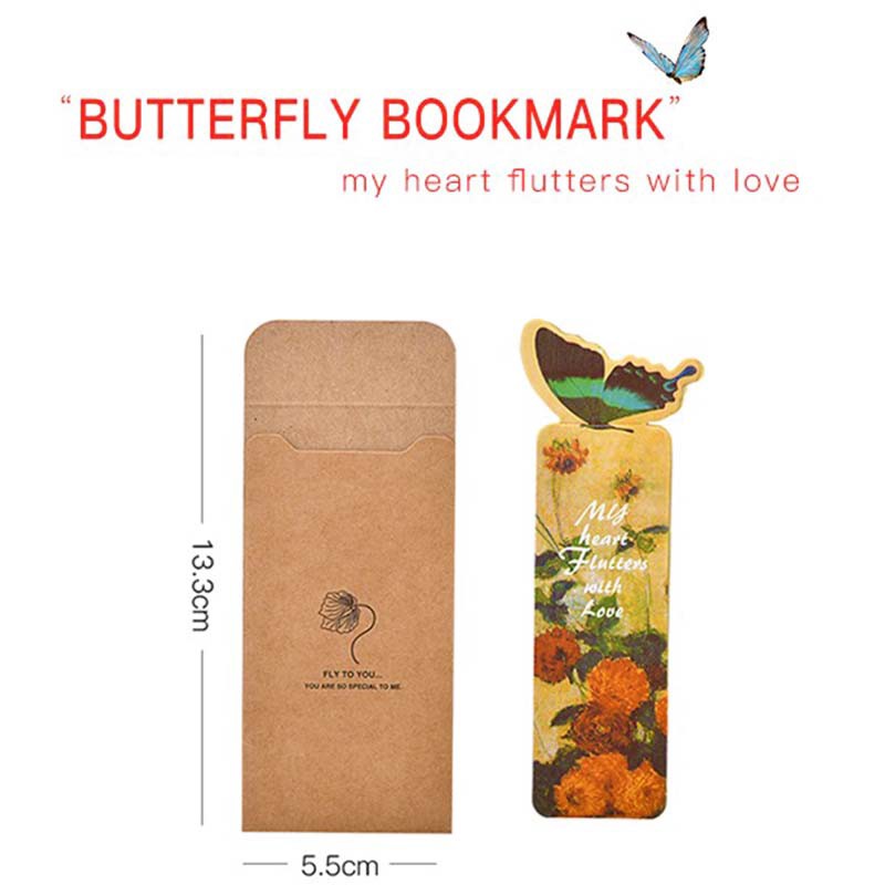 Bộ 5 Đánh Dấu Sách Bookmark Hình Bướm Dễ Thương Mẫu Ngẫu Nhiên Khác Nhau