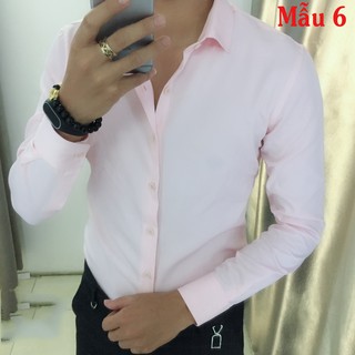 Áo Sơ mi trơn màu Hồng Cam