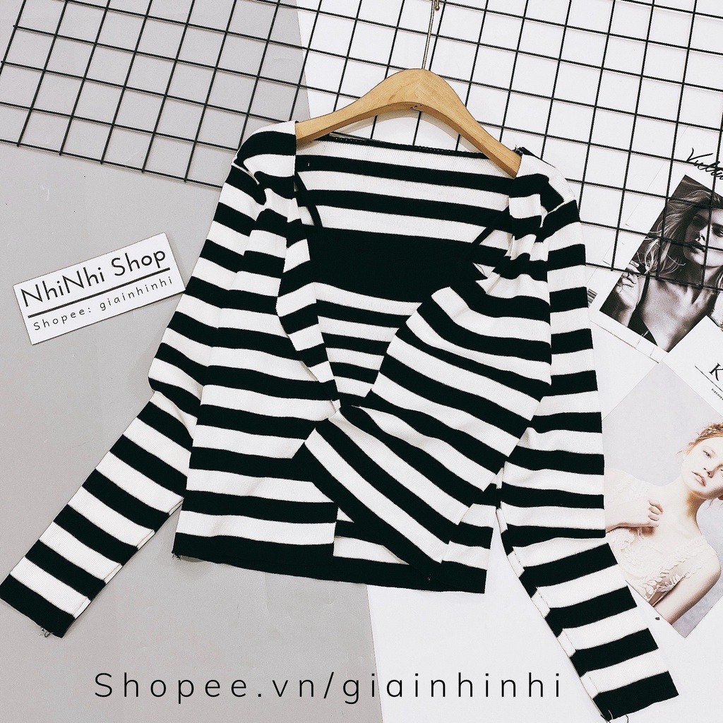 Set áo 2 dây len kèm cadigan mỏng SE1620 - NhiNhi Shop