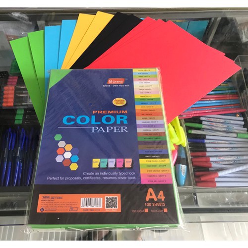 Bìa A4 Pgrand màu đặc biệt - xấp 100 tờ