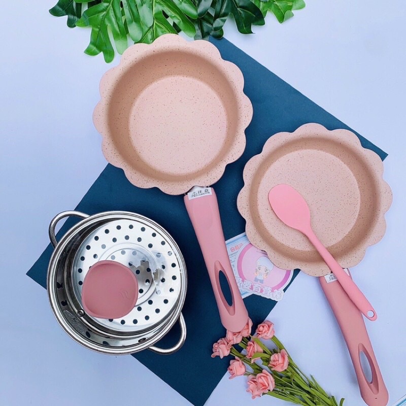 BỘ CHẢO NỒI ĐÁ HOA 16CM LOẠI 1