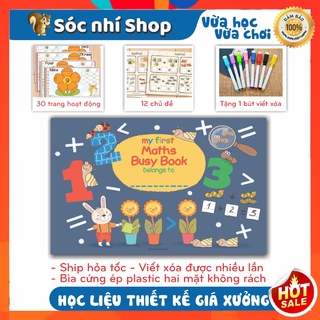 Học liệu bóc dán Montessori cho bé - Maths Busy book- Toán song ngữ