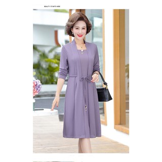 Váy trung niên dài tay giả hai mảnh