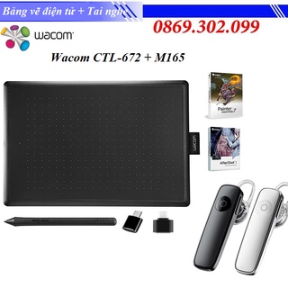 [ Chính hãng ] Combo Bảng vẽ Wacom CTL-672 (kích thước lớn) dùng cho thiết kế và đồ họa + Tai Nghe Bluetooth M165 thumbnail