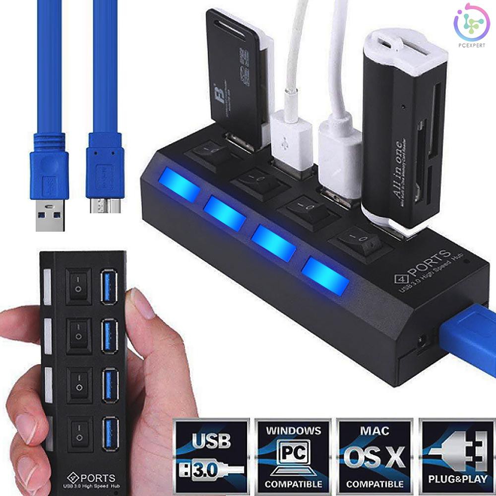 Bộ Chia 4 Cổng Usb 3.0 Kèm Công Tắc Cho Máy Tính