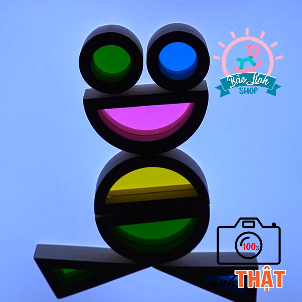 Đồ chơi Xếp hình 24 khối gỗ cho bé học về hình khối, màu sắc, chơi bàn ánh sáng, phát triển trí tuệ| Giáo cụ Montessori