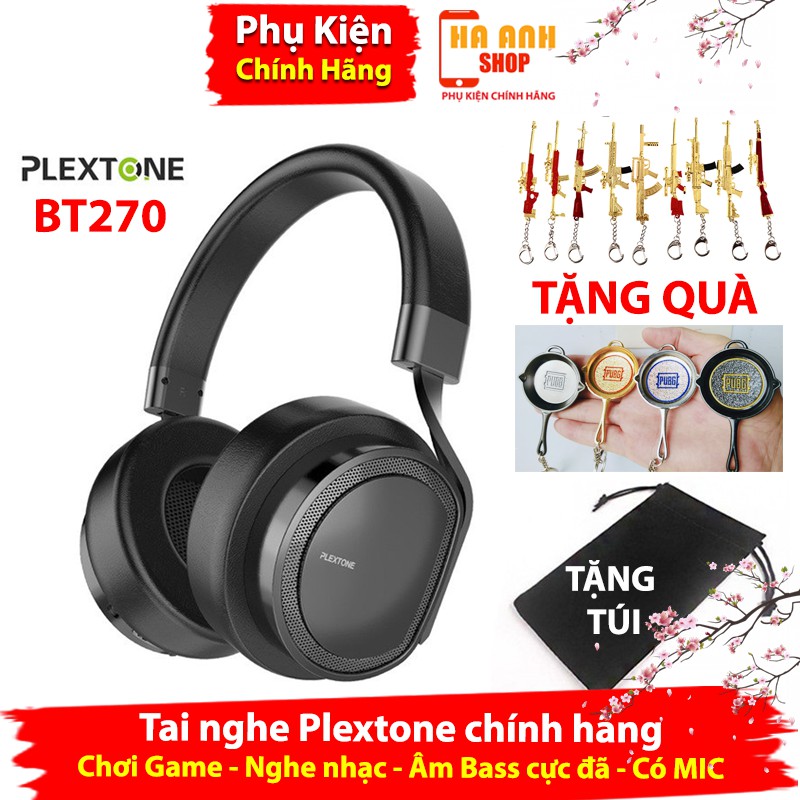 Tai nghe Bluetooth Plextone BT270 âm bass cực đã - Có MIC ( tặng móc khóa pubg)