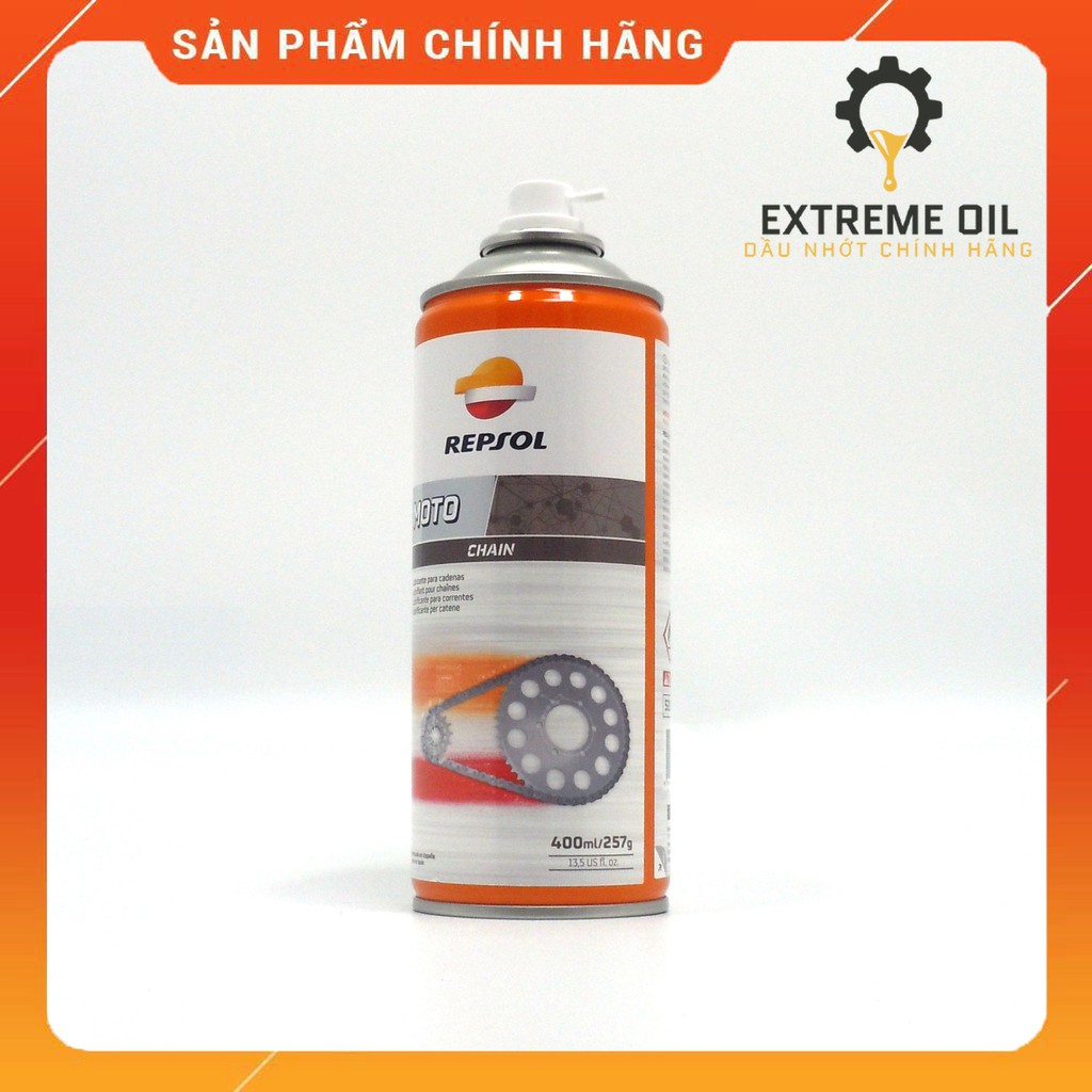 Chai xịt dưỡng sên Repsol Chainlube 400ml, xịt bôi trơn xích xe máy