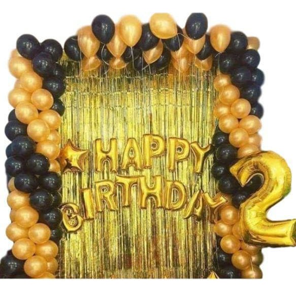 Combo 2 rèm kim tuyến, bóng Happy birthday, bóng sao đại và 50 bóng nhũ (tặng kèm bơm, băng dính)