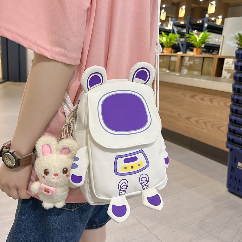 YA ZHOU LONG  Túi Đeo Chéo Canvas Hình Robot Dễ Thương