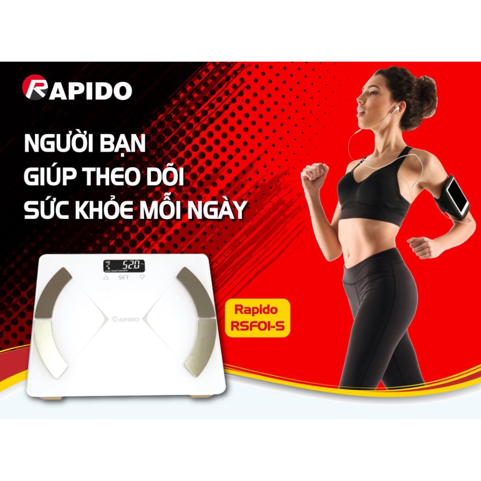 Cân sức khỏe Raipdo, Cân sức khỏe phân tích chỉ số cơ thể Rapido RSB01-S - Hàng chính hãng