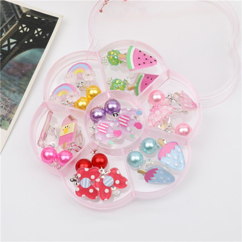 Bộ 7 Đôi Bông Tai Và 7 Đôi Bông Tai Không Gây Dị Ứng Thiết Kế Không Gây Dị Ứng Cho Bé Gái