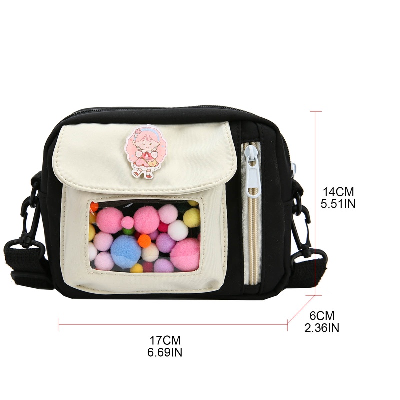 Túi Đeo Chéo Vai Hình Vuông Bằng Nylon Họa Tiết Hoạt Hình Có Thể Điều Chỉnh Kích Thước Cho Nữ