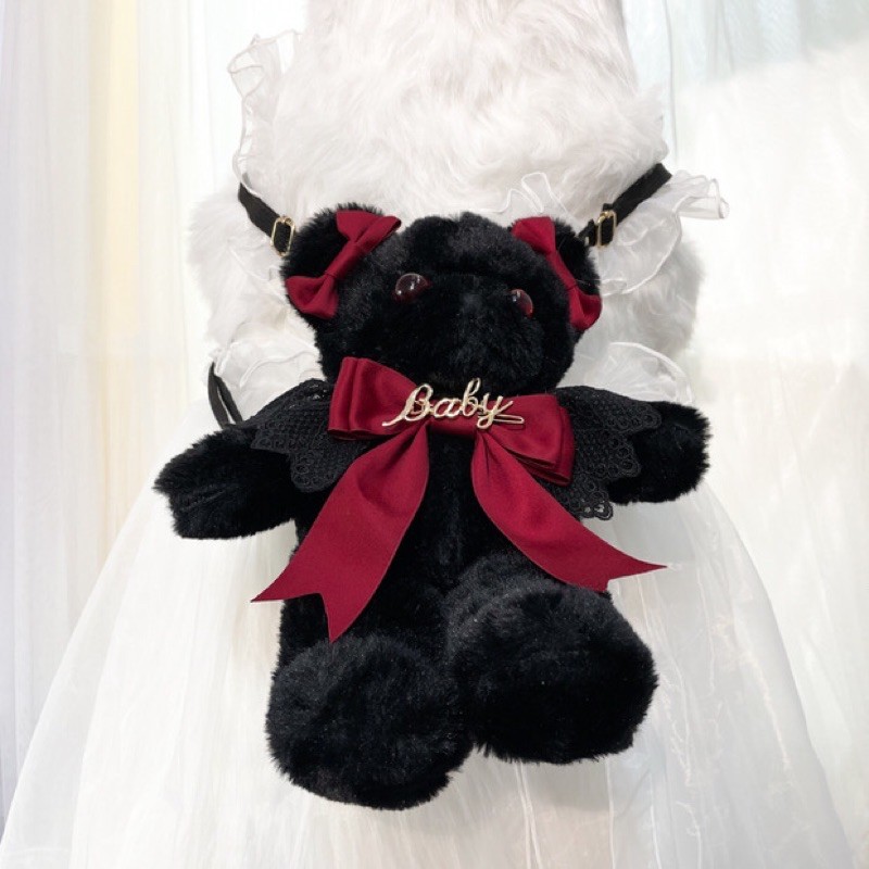 YASAS0010-Túi xách lolita gấu đen đeo băng bịt mắt