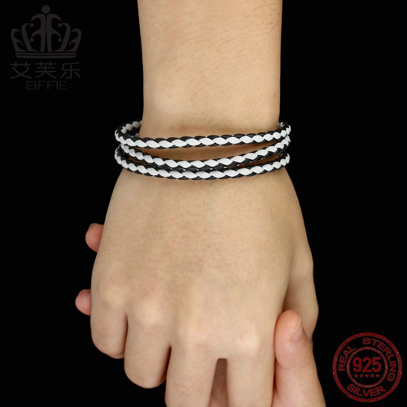 Vòng tay BAMOER PI0063 thiết kế dây da với khóa từ tính có thể điều chỉnh năng động cho nam nữ