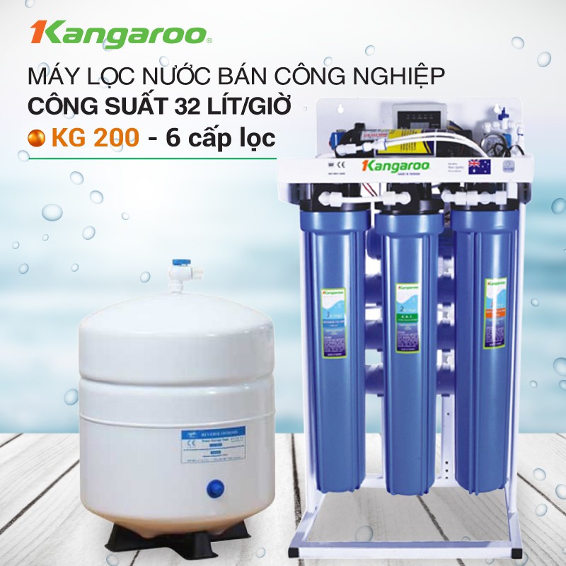 Máy lọc nước RO không tủ bán công nghiệp KANGAROO KG-200 (6 cấp lọc)