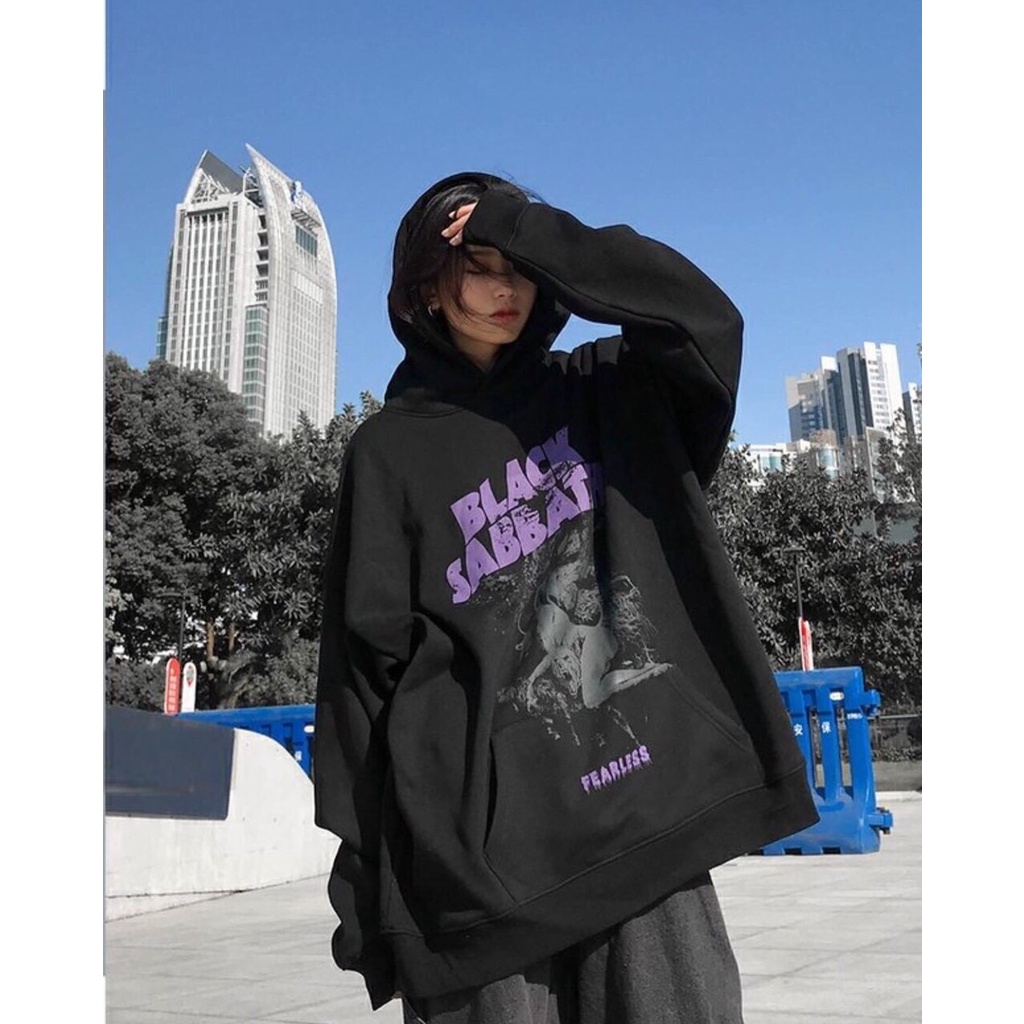 ÁO HOODIE ĐEN CHỮ TÍM | BigBuy360 - bigbuy360.vn