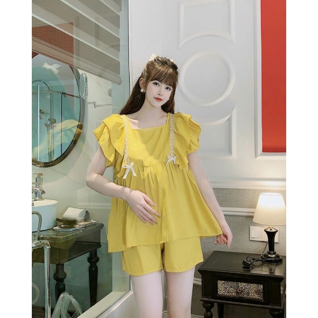 Bộ Bầu Mùa Hè Sau Sinh Chất Đũi Lụa Freesize Dưới 65kg - giá sỉ