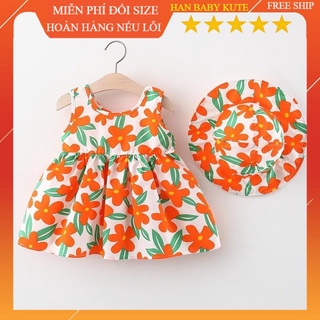 Váy hoa kèm mũ xinh xắn dành cho bé gái 8-16kg