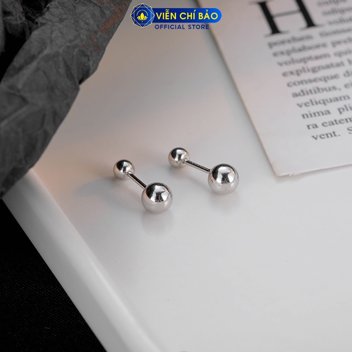 Khuyên tai bạc nữ bi tròn trơn Minidot chất liệu bạc 925 thời trang phụ kiện trang sức nữ Viễn Chí Bảo B400746