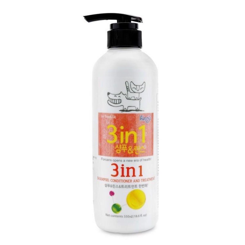 SỮA TẮM 3 in 1 SHAMPOO & CODITIONER 550ml CHÓ MÈO