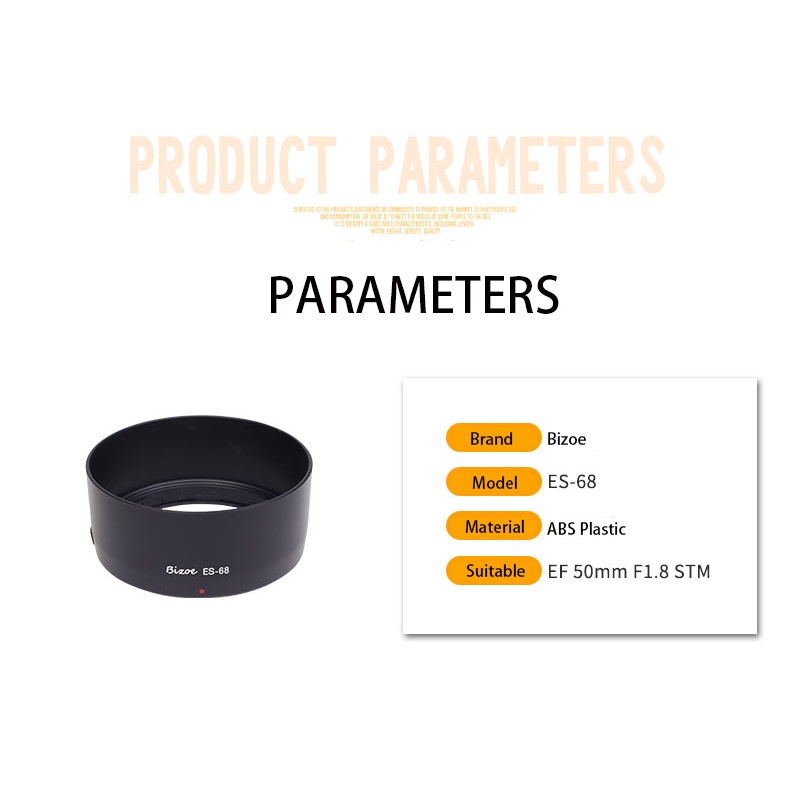 Loa Che Nắng bizoe es-68 Cho Ống Kính Máy Ảnh canon ef 50mm f / 1.8 stm prime 49mm
