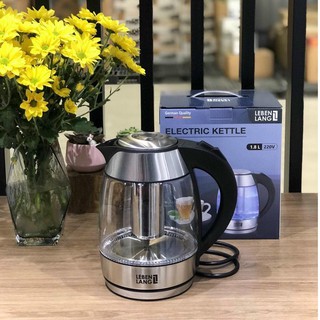 Ấm siêu tốc đun nước thủy tinh Lebenlang 1.8l, bảo hành 2 năm chính hãng, công suất lớn đun nước cực nhanh