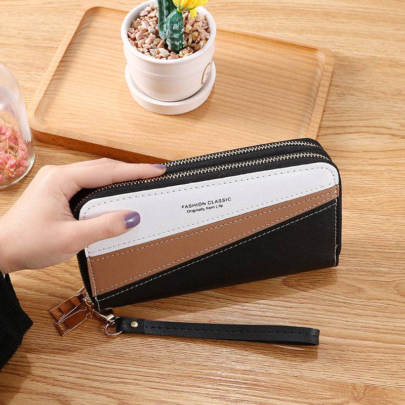 Ví Dài Cỡ Lớn Phối Khóa Kéo Đôi Thời Trang Cho Nữ