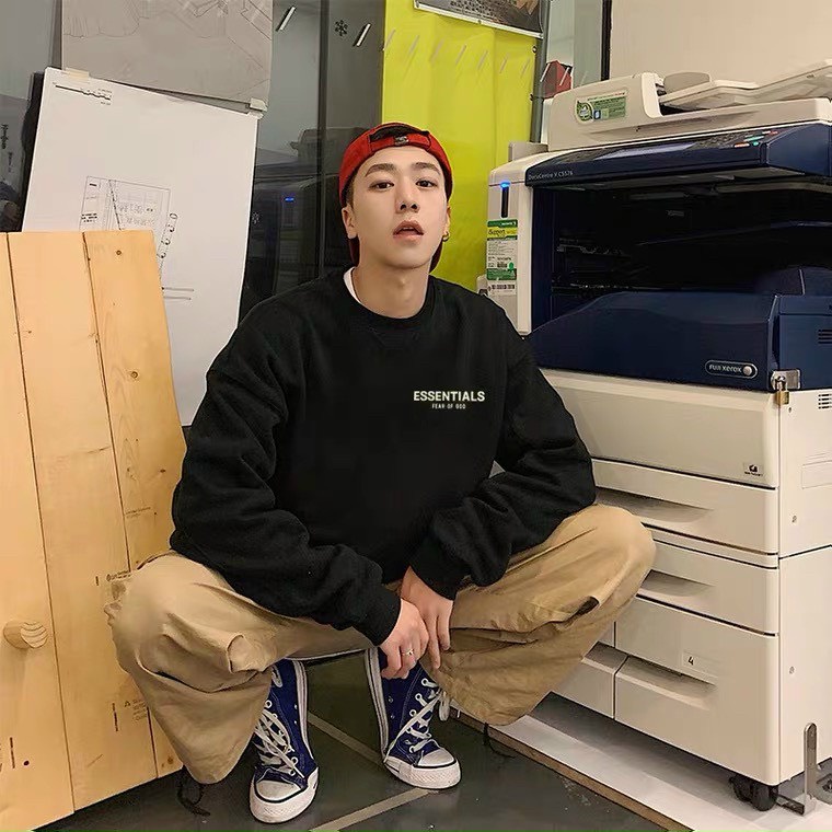 ÁO SWEATER NỈ UNISEX IN ESSENTIAL PHOM NAM NỮ CỰC ĐẸP