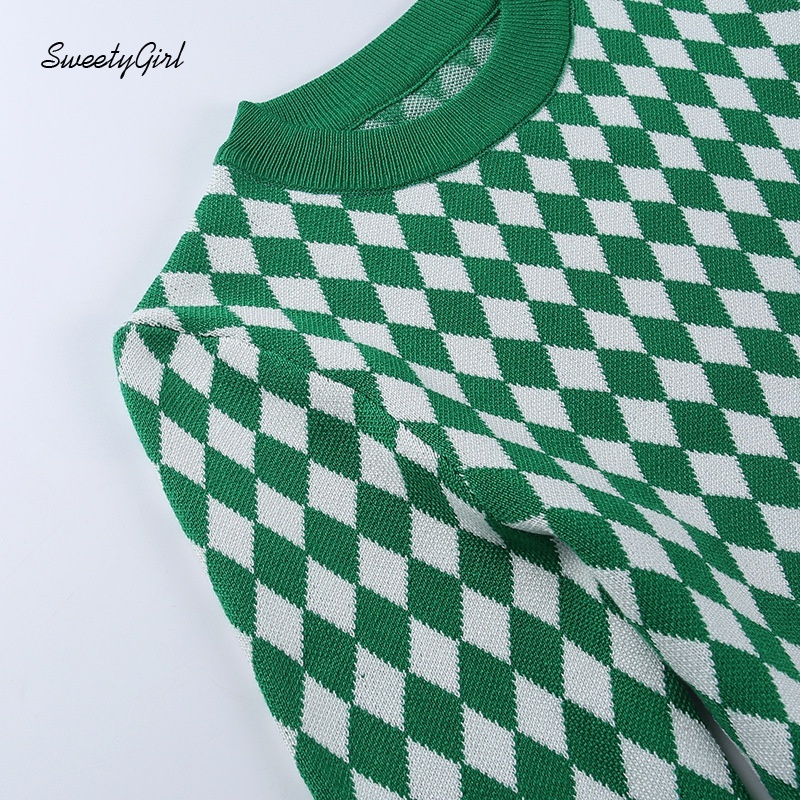 Áo Sweater Lửng Dệt Kim Cổ Tròn Tay Dài Màu Sắc Tương Phản Dễ Phối Đồ Cho Nữ