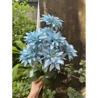 Cụm Cúc Pha Lê 9 bông _ size 12cm_ Hoa Lụa Cao Cấp