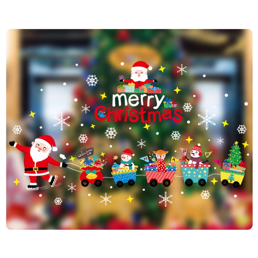 Decal dán tường Noel Hít Tĩnh Điện không Dơ Kính - Đoàn tàu Đêm giáng sinh vui