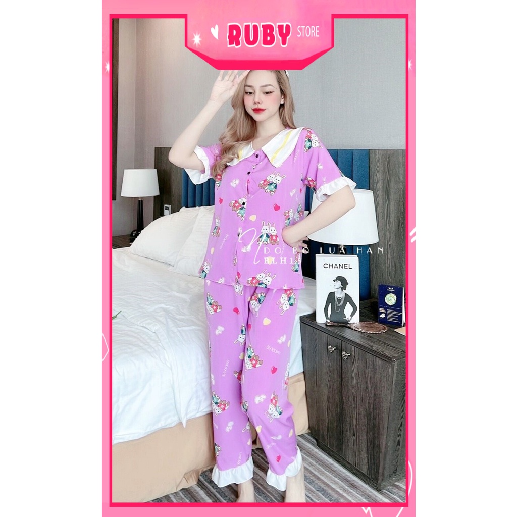 Đồ bộ nữ mặc nhà chất kate lụa mềm mát in thỏ in hoạt hình dễ thương BLH15