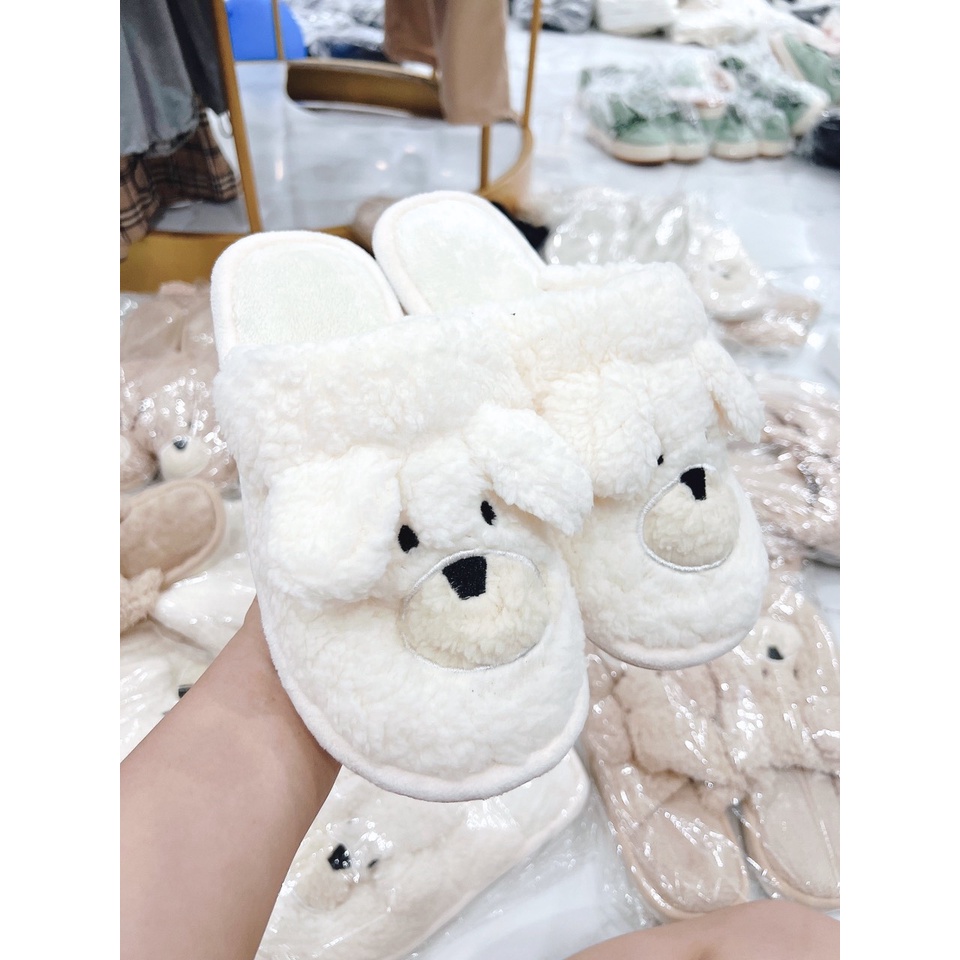 Dép Lông Mềm Gấu Đi Trong Nhà Cute Giữ Ấm Dép Bông Hình Thú Nam Nữ Trong Nhà