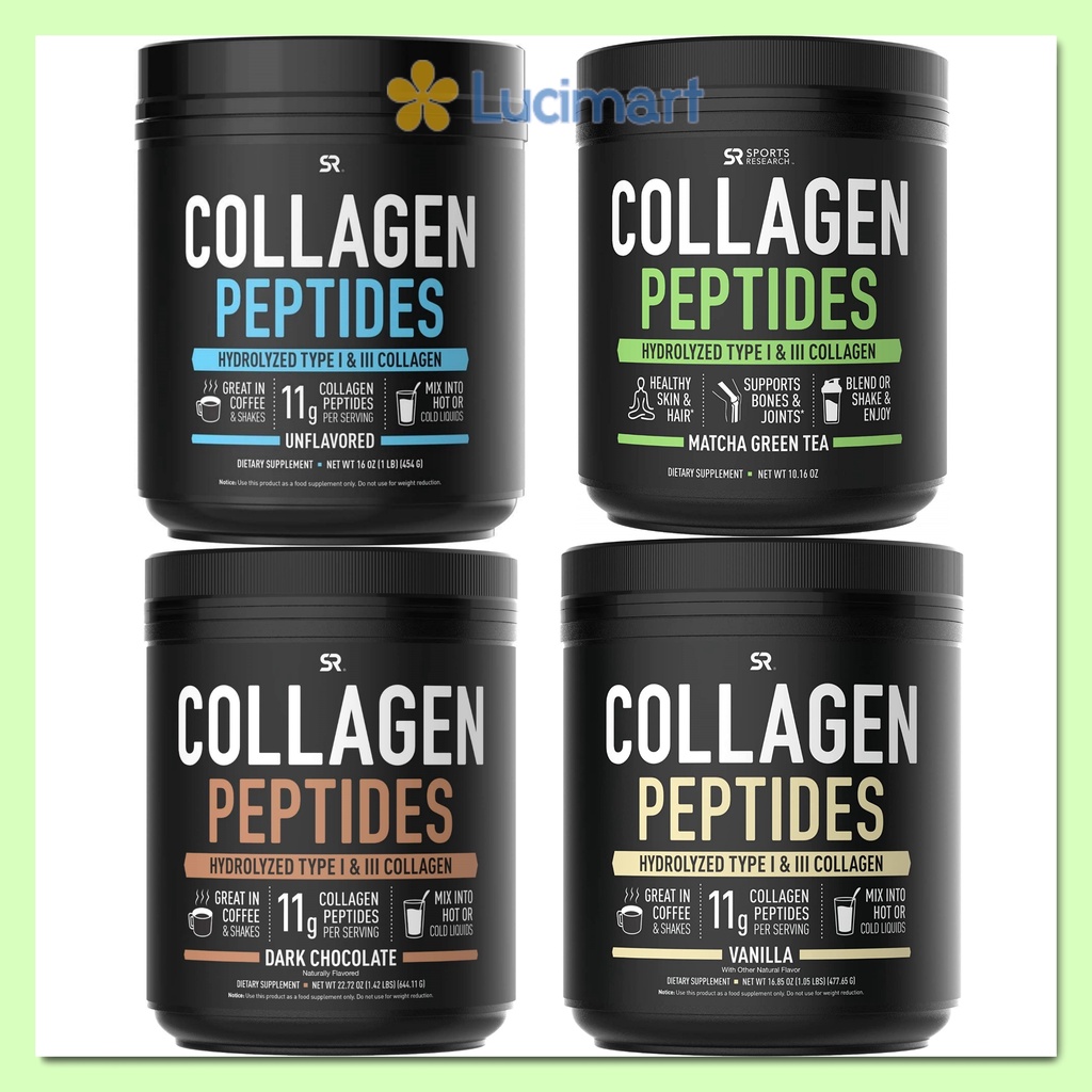 Bột Collagen thuỷ phân Collagen Peptides Sports Research Hàng Mỹ