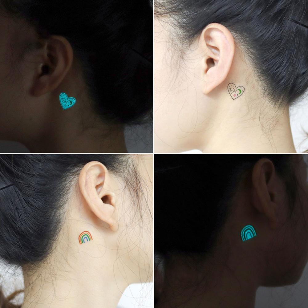 Miếng Dán Hình Xăm Chống Thấm Nước Họa Tiết Động Vật Dễ Thương Màu Xanh Dương Dạ Quang O4P2