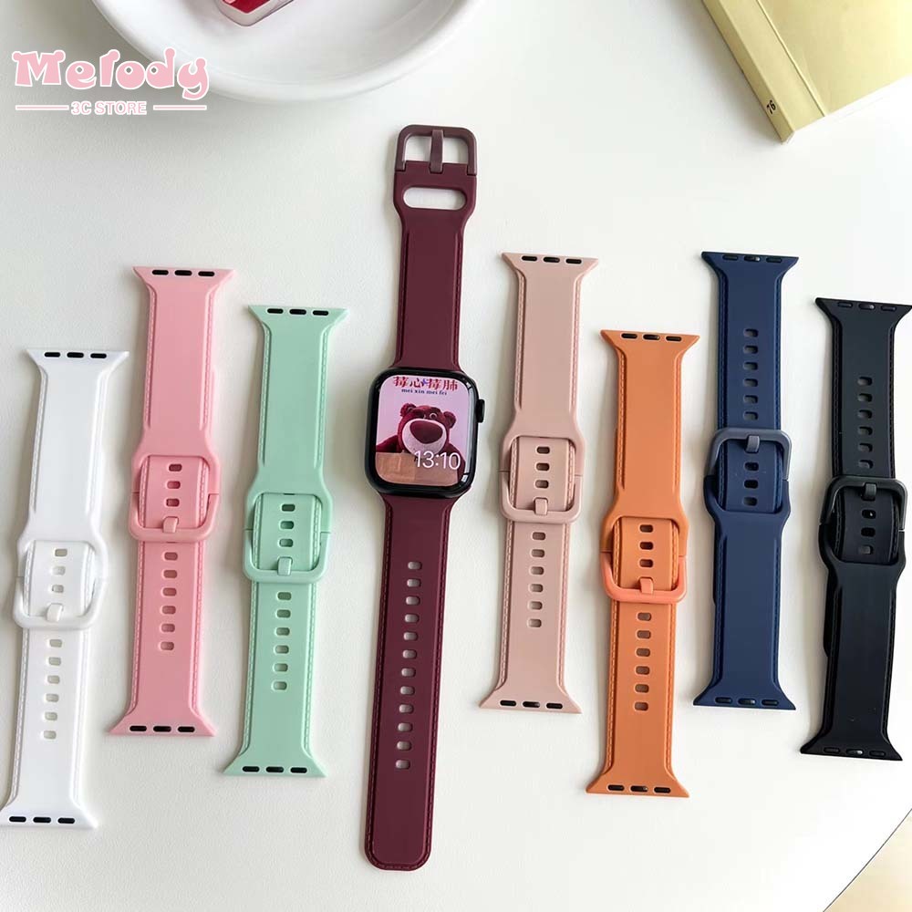 Bộ Dây Silicone + Vỏ Bảo Vệ Cho Đồng Hồ Thông Minh iwatch 7/6/5/4/SE Size 45/44/42/41/40/38mm