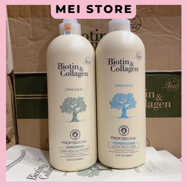 Cặp 2 Chai Dầu Gội Xả Phục Hồi Và Kích Thích Mọc Tóc Biotin & Collagen 1000ml