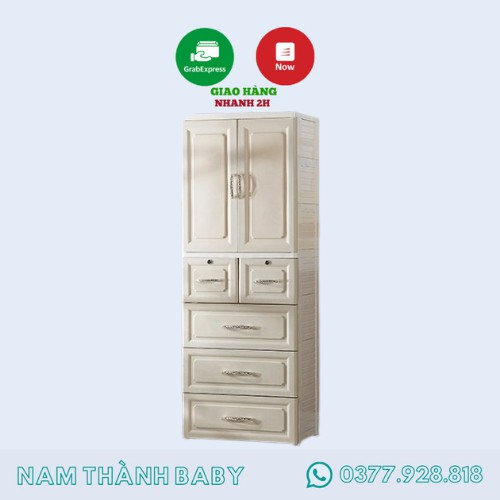 FREE SHIP !! Tủ Nhựa Đựng Quần áo 9BABY 5 Tầng Vân Gỗ Cao Cấp Chính Hãng (Tặng Kèm Bánh Xe) - KEM