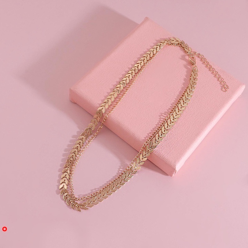 Vòng cổ choker hai lớp hình xương cá thời trang cho nữ