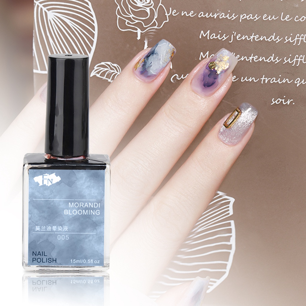 [Hàng mới về] Lọ sơn móng tay 15ml sáng bóng phối lá kim loại dùng để nhuộm màu móng tay giả