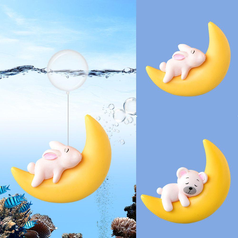 1 Mặt Dây Chuyền Hình Thỏ Mặt Trăng Bằng Nhựa Resin Trang Trí Bể Cá