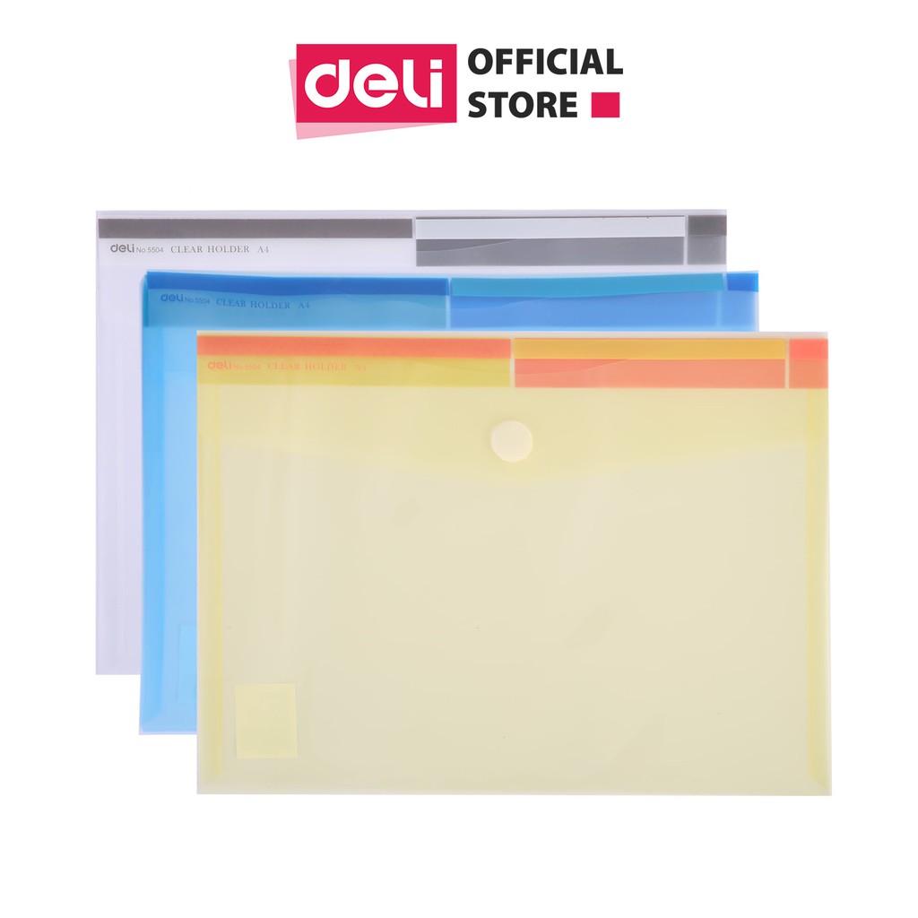 Túi hồ sơ A4 Deli, màu ngẫu nhiên - 1 chiếc / 2 chiếc - E5504